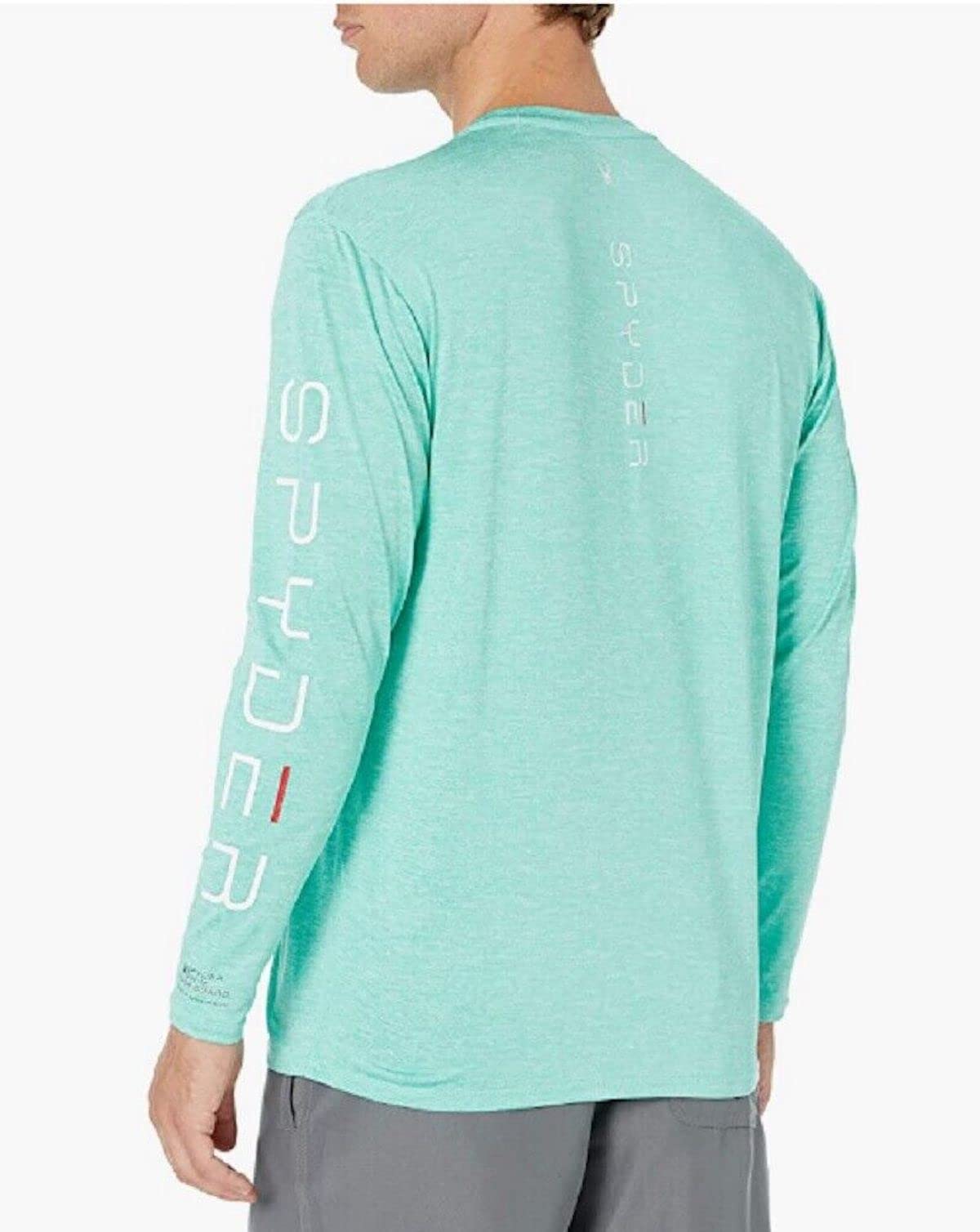 Spyder Men's Long Sleeve Rashguard – Quick-Dry Swim Shirt Sun Protection, Performance Top, Green, Medium