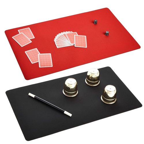 Okuna Outpost 2 Pack Card Game Mat for Magic and MTG - 24x14 inches Board TCG Playmat - 1 Black and 1 Red - Board Game Playmat