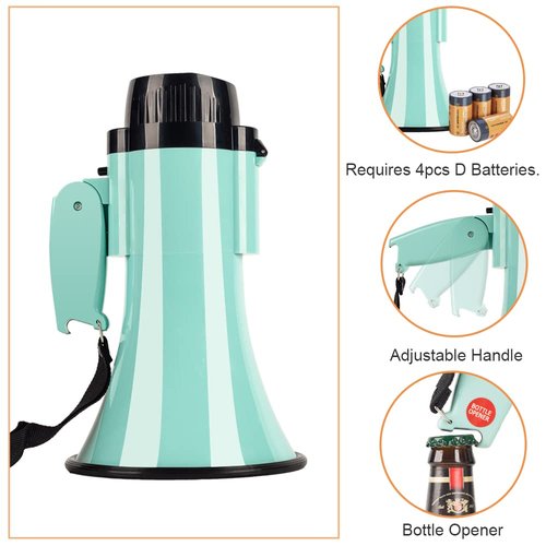HornPro Portable Megaphone Speaker Siren PA Bullhorn - Compact and Battery Operated with 30 Watt Power, 3 Modes and Foldable Handle for Trainers, Soccer, Baseball, Coaches, and Teachers
