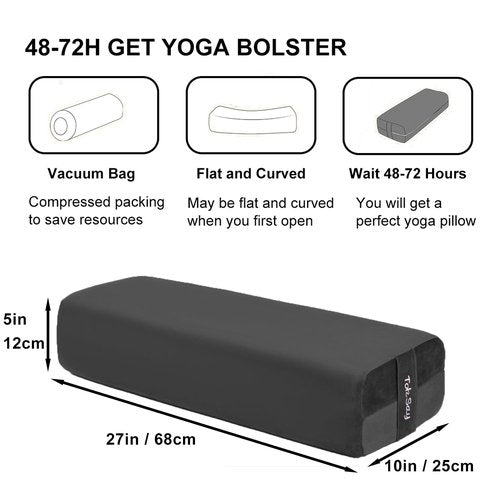 TokSay Yoga Bolster Pillow for Restorative Yoga - Meditation Pillow with Velvet Cover, Filled with Foam
