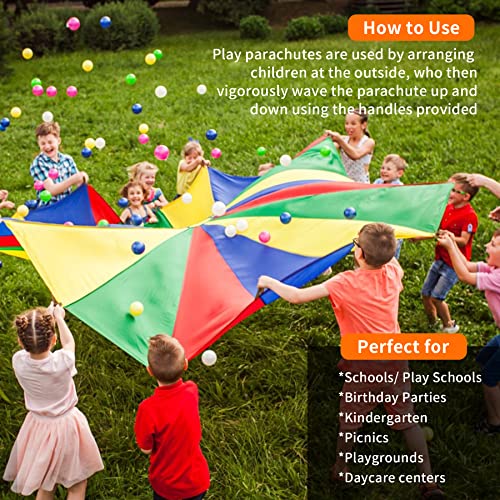 6ft Rainbow Parachute Toy for Kids - Indoor & Outdoor Play Equipment with Handles