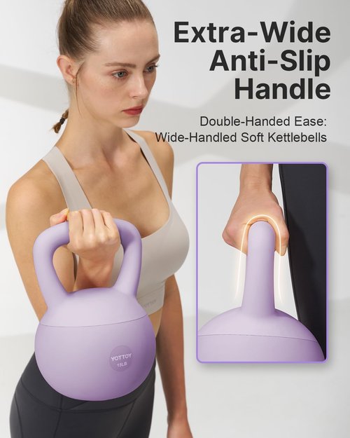 YOTTOY Soft Kettlebell,Kettlebell Anti-Slip Grip Weight for Home Workouts, Kettlebells Set Strength and Safety Guaranteed (Purple, 20 LB)