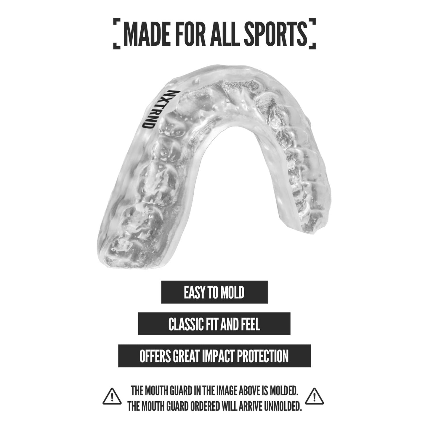 2 Pack Nxtrnd Classic Mouth Guard for All Sports (Transparent)