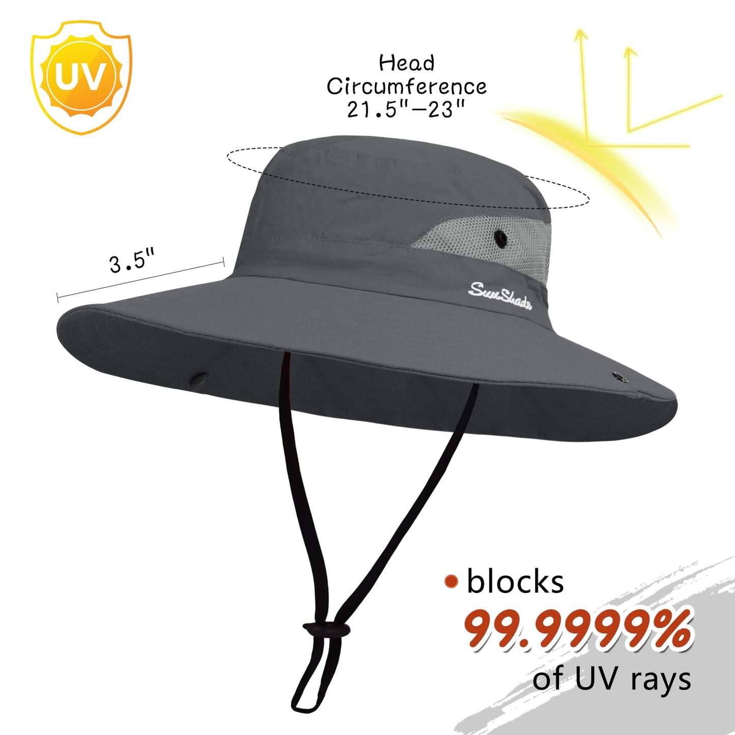 ZOORON Women's Ponytail Safari Sun Hat,Wide Brim UV Protection Bucket Hat