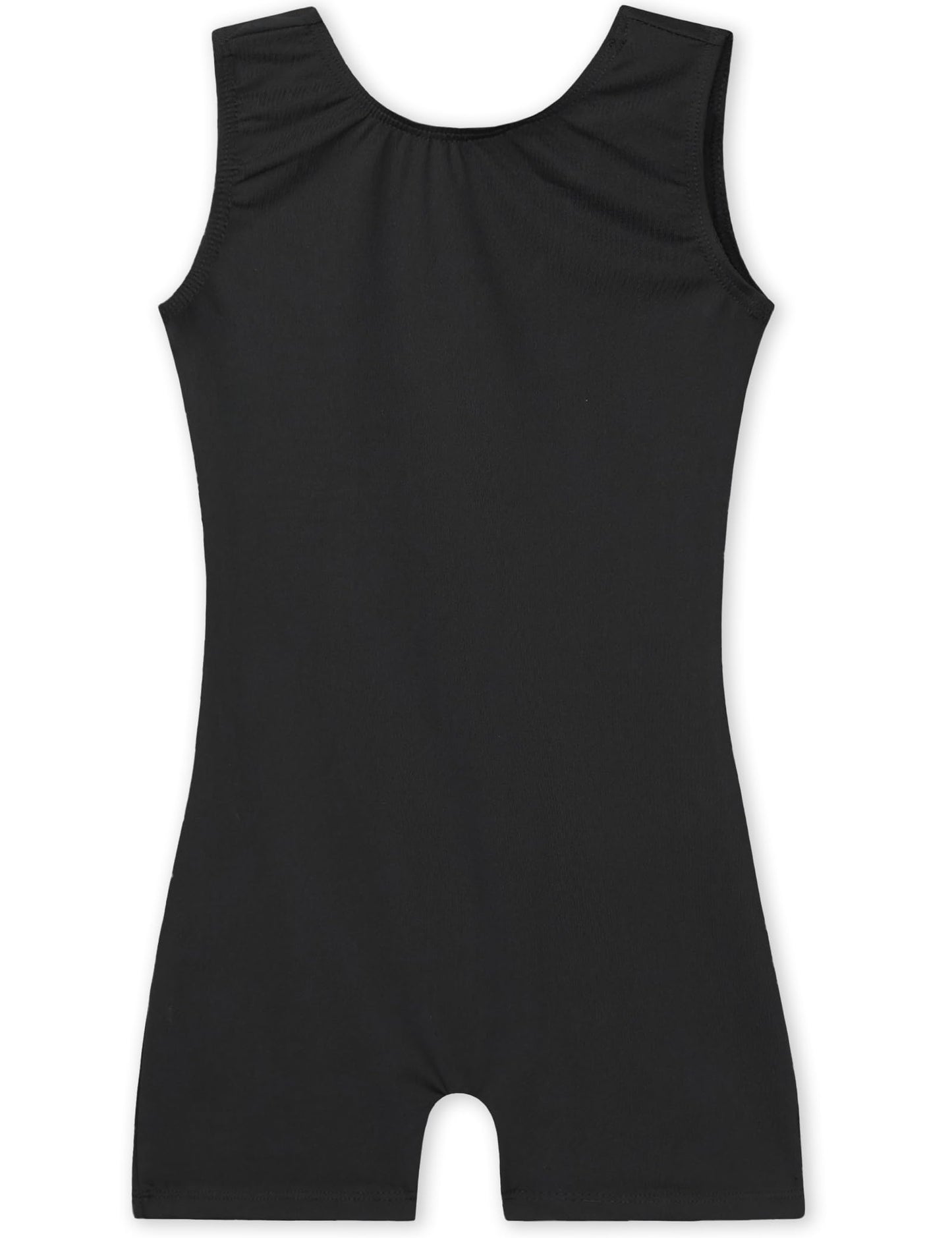 Nokecina Leotard for Girls Gymnastics Size 5-6 Years Old Black Sleeveless Gym Outfit Stretchy Biketard with Shorts