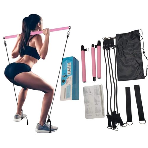 Joy's Life Pilates Bar Kit Workout Equipment for Legs,Hip,Waist and Arm,Exercise Fitness Equipment for Women & Men Home Gym Yoga Pilates, Pink, Black