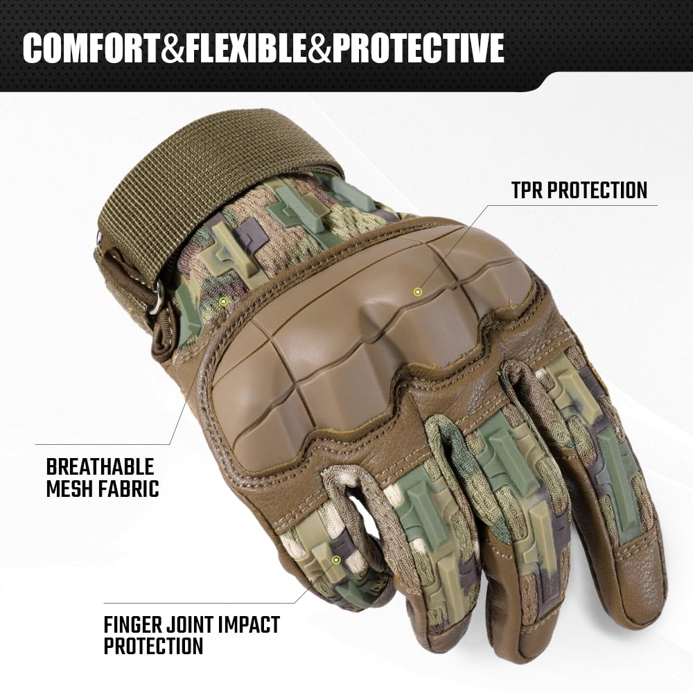 AXBXCX Touchscreen Full Finger Gloves for Men, Padded Outdoor Gloves Patterned Large