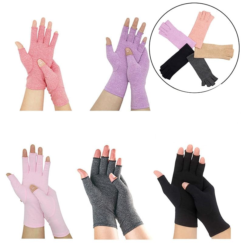 Premium Bamboo Fingerless Compression Gloves for Hand Pain & Arthritis – Grey, Medium