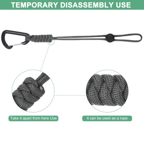 M METERXITY 2-Pack Paracord Keychains with Clips, 10 Inch Braided Lanyard Strap D Ring Adjustable Buckle Backpack Accessories for Camping/Hiking/Fishing/Traveling/Outdoor [Gray]