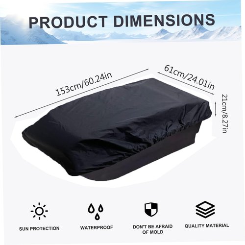 CurcKua Sled Cover, 60x24x8 Inch Ice Fishing Sled Cover, Silver Coated Oxford Cloth Jet Sled Cover, Waterproof Sun Protection Otter Sled Cover with Drawstring, Black Otter Sled Cover Jet Sled Cover