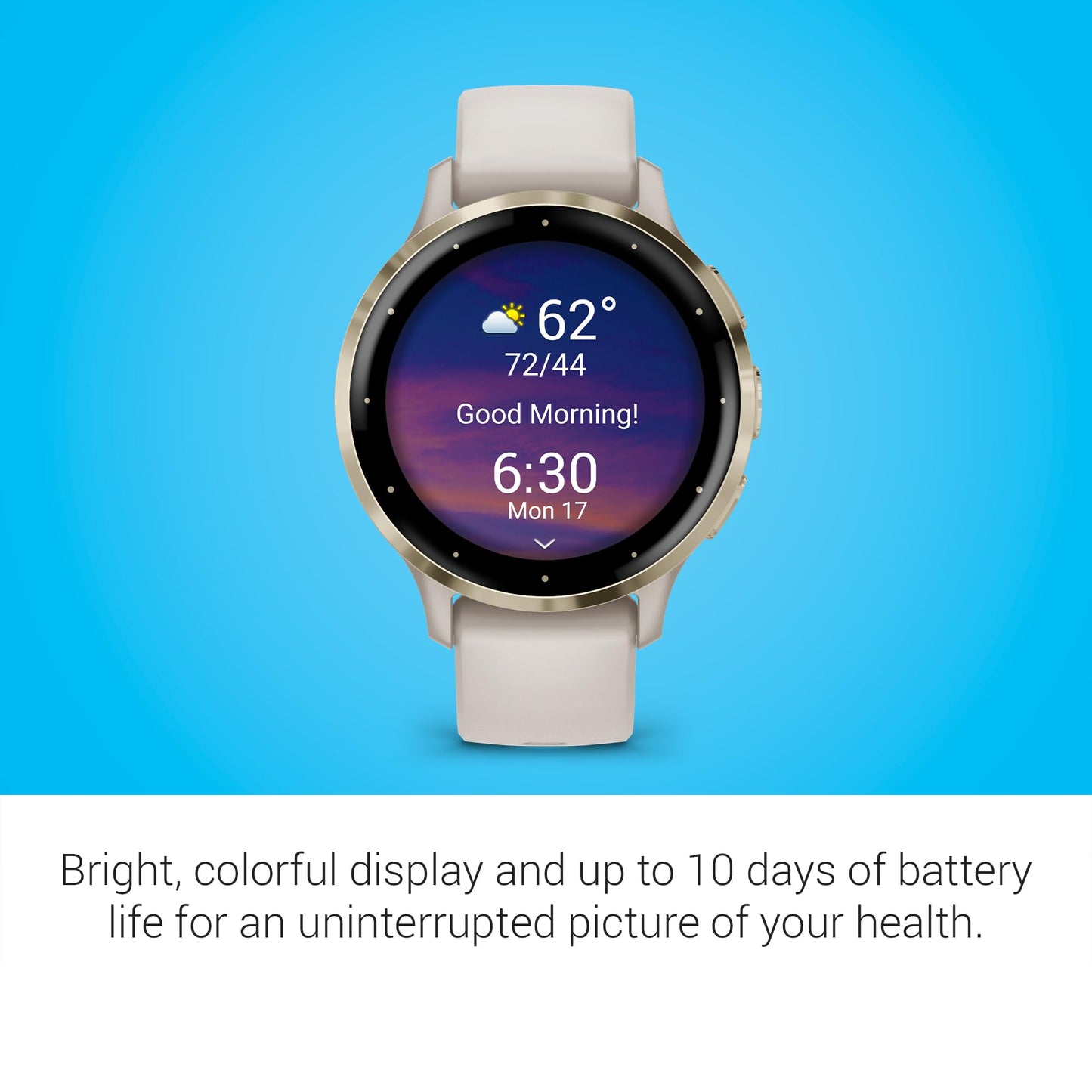 Garmin Venu 3S (Refurbished) Soft Gold Stainless Steel Bezel 1.2-Inch AMOLED Touchscreen Display Smart Watch with 41mm Ivory Case and Silicone Band, 010-N2785-04