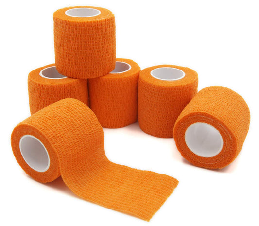 First Aid Bandages Cohesive Wrap Adhesive Self Adherent Tape Colorful (2-Inch, Orange)