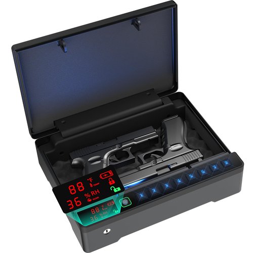 Z ZLJUAN Gun Safe, Quick Access Gun Safe for Handgun, Pistol Safe with Biometric Fingerprint/Quick Electronic Keypad/Keys