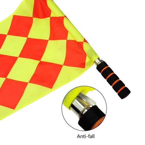Haploon Soccer Ref Flags Football Rugby Linesman 2pcs Checkered Referee Flags Metal Pole Foam Handle with Carring Bag pack of 2