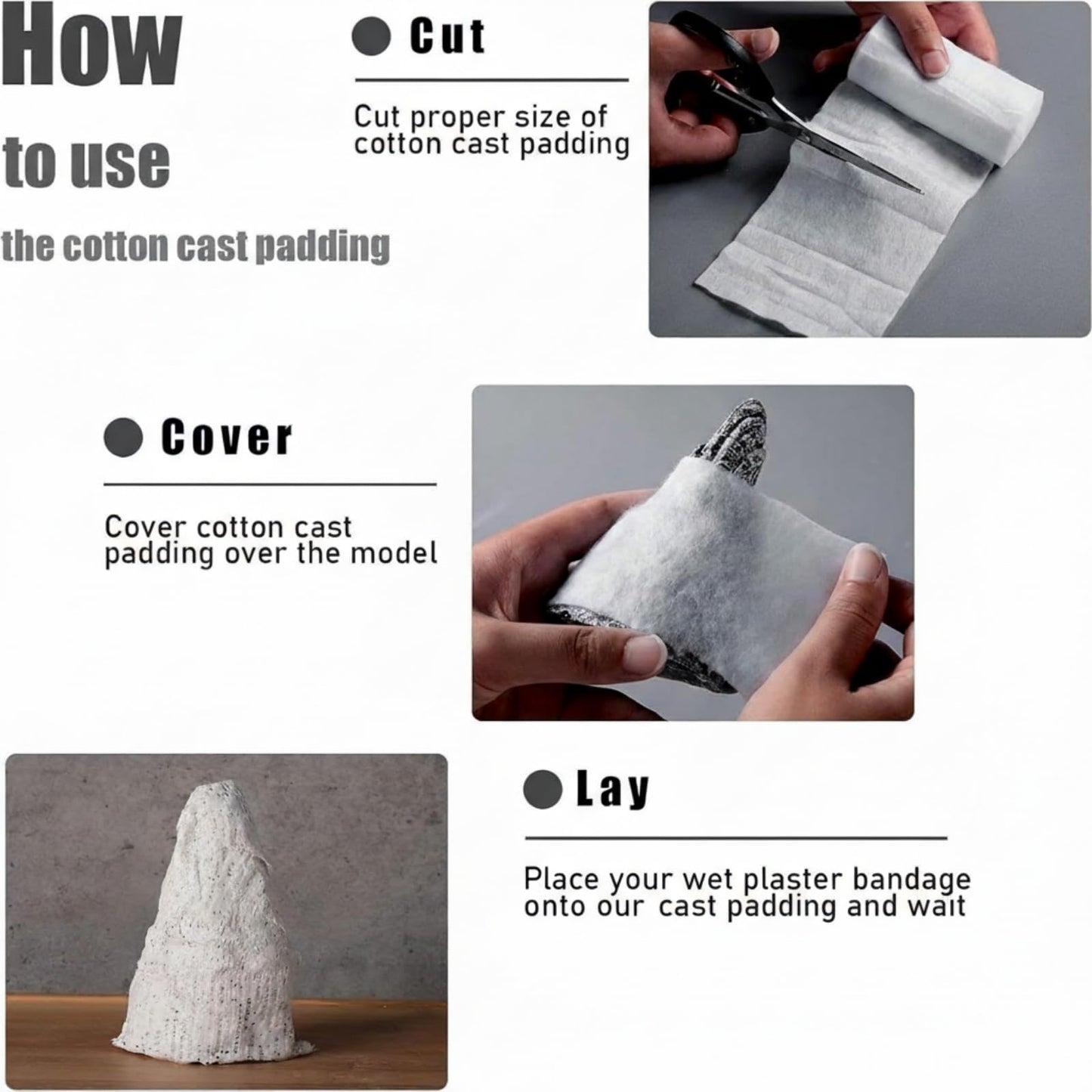 Nuanchu 12 Rolls Medical Cotton Cast Padding Roll Individual Pack Soft Plaster Cloth Gauze Roll Undercast Padding Wrap Bandage for Halloween Bandage Art Body Casts Mask Making Craft(2 Inch X 8.8 ft)