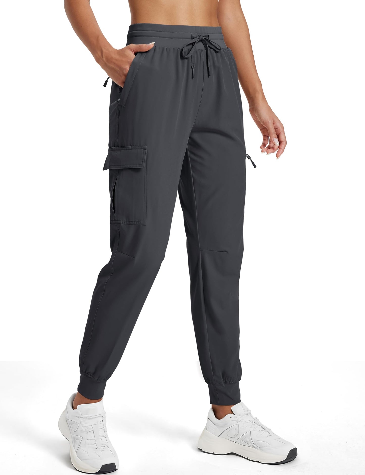 MAGCOMSEN Women's Hiking Pants Lightweight Quick Dry Water Resistant Cargo Joggers Workout Casual 5 Pockets Gray M