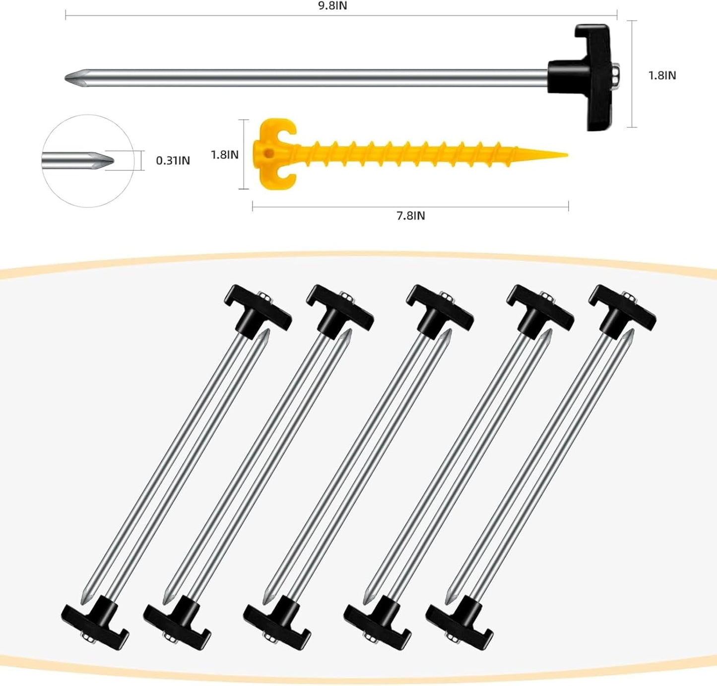 12PCS Tent Stakes Heavy Duty Camping Stakes,AVOFOREST 7.1Inch Non-Rust Metal Tent Pegs Ground Stakes Tent Spikes Camping,Hiking Orange