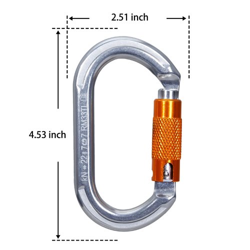 RESQT 22KN Auto Locking Carabiner, Heavy Duty Climbing Carabiners Twist Lock for Rock Climbing, Camping, Rappelling, Hunting, Rescue Equipment