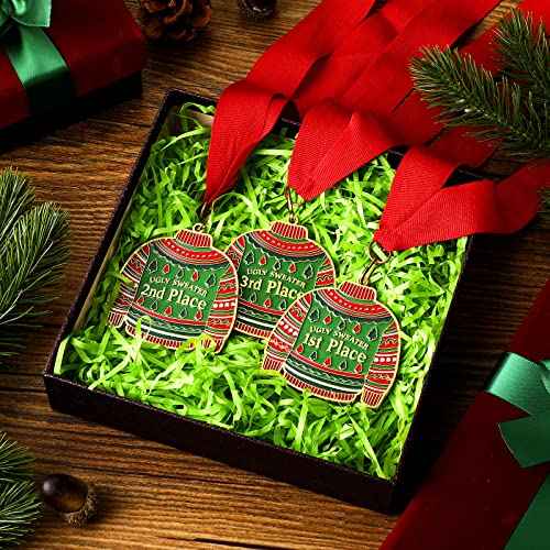 Haull Christmas Ugly Sweater Award Medals 2025, 1st 2nd 3rd Place Ugly Sweater Contest Trophy Prizes Necklace Jewelry for Holidays Christmas Tree Ornament Xmas Party Decorations Supplies