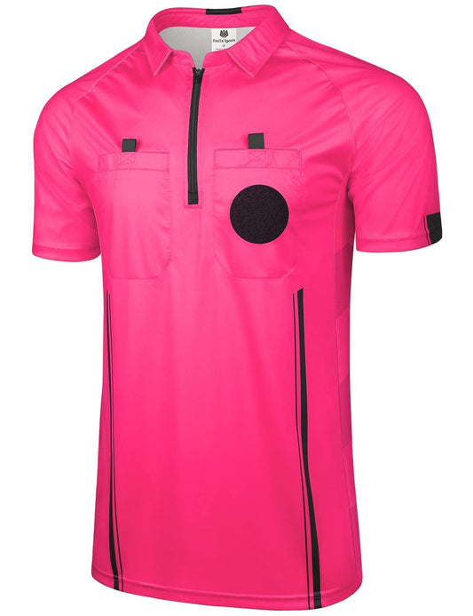 FitsT4 Sports Pro Soccer Referee Jersey Short Sleeve Ref Shirts New-Pink X-Large