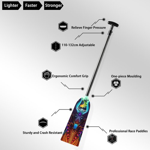 Z&J SPORT Adjustable Dragon Boat Paddle, IDBF Approved Carbon Fiber Paddle, Dragon Graphic Paddle with Adjuster for Dragon Boat Race with Adjustable T Handle (SCB6)