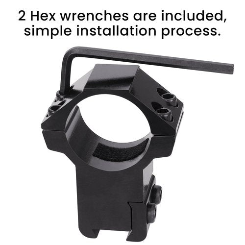 NEATABY 1 Inch Dovetail Scope Rings Set, 2 Pcs High Profile Scope Rings with 2 Hex Wrenches, for 3/8 Inch Dovetail Rails, Black