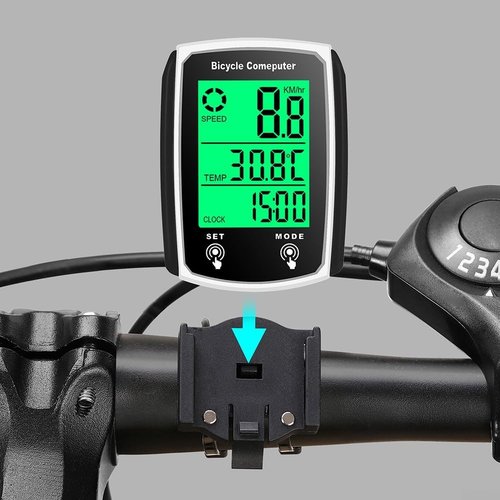Bike Speedometer and Bicycle Odometer, Bicycle Wired Speedometer Odometer with LCD Display Clear Screen Cycling Computers for Bike(White)