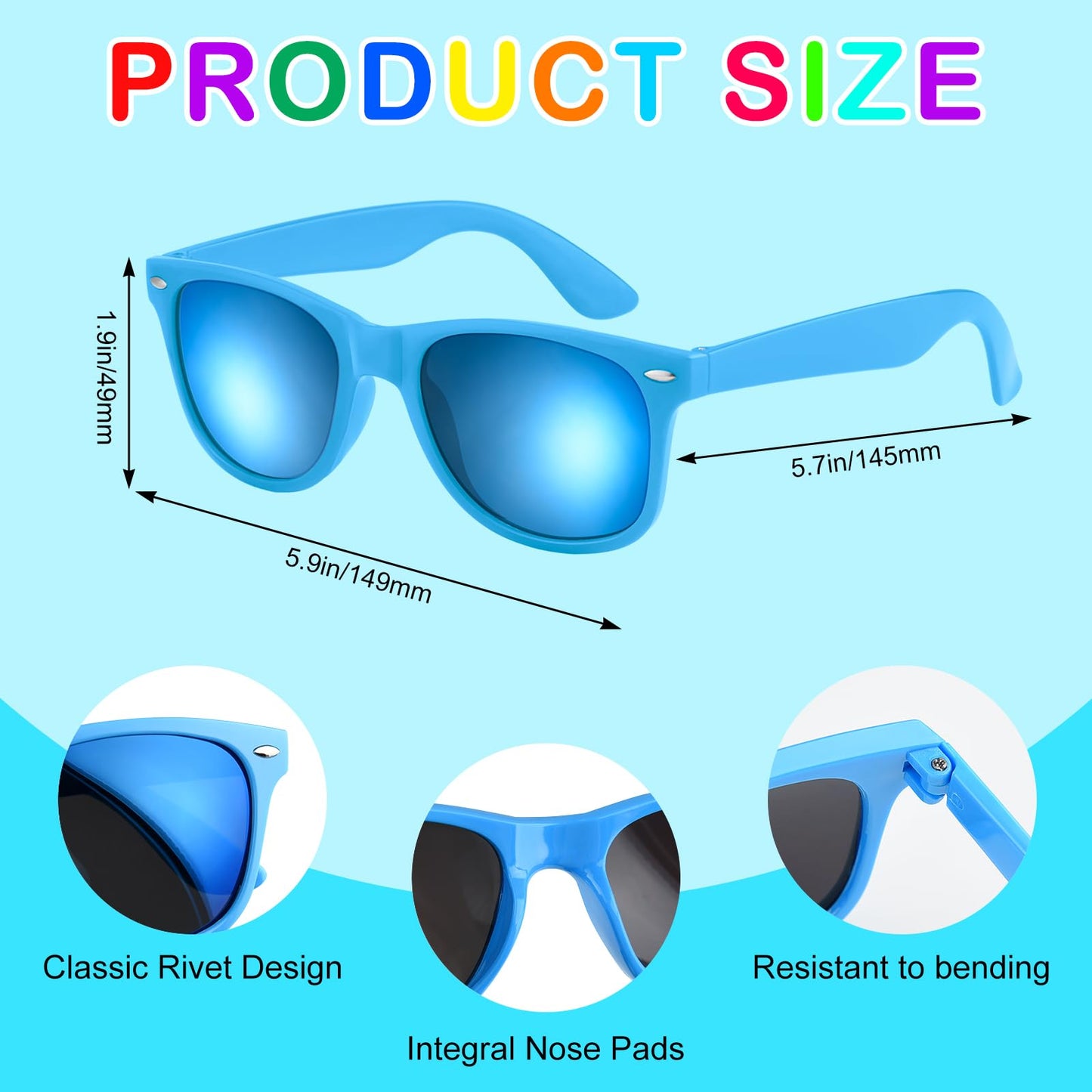 BOUBONI 10/20/40 Pack Kids Sunglasses Bulk Retro Party Favors for Wedding Beach Summer Pool Party Supplies Goodie Stuffers (10, Gradient Colors)