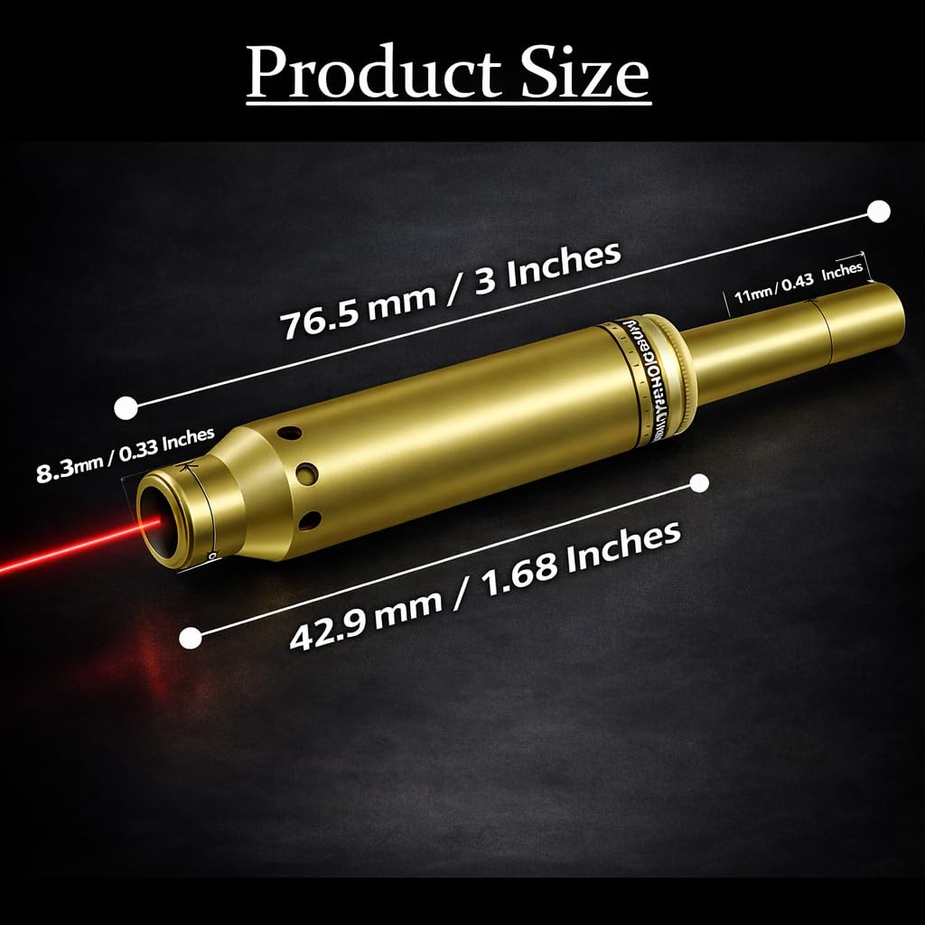 Gotical .22 LR red Laser Bore Sight 5mw Class IIIA Laser Boresight Inserting the Cylinder Easy to Use with 3 Set of Batteries and Extra O-Rings