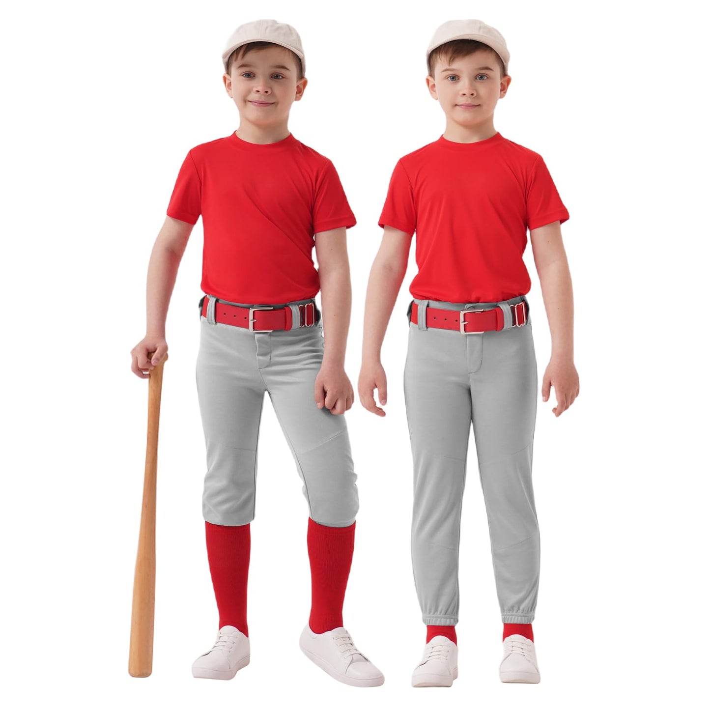 QBK Toddler Baseball Pants Youth Softball Pants Kids Tee Ball Pants for Boy Girl Gray 8-9Y