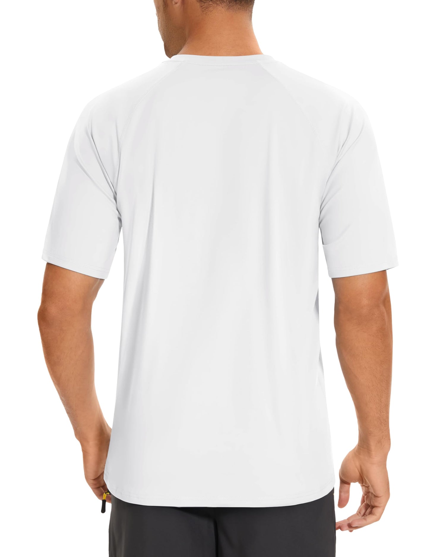 KEFITEVD SPF Shirts for Men UPF 50 Short Sleeve Swim Shirts Dry Fit Sun Protection T-Shirts Moisture Wicking Rash Guard Workout Hiking Running White Tees