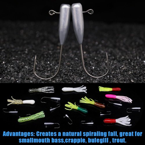 Tube Jig Heads for Crappie, Panfish, and Bass Fishing - 24 Pack (1/16 oz)