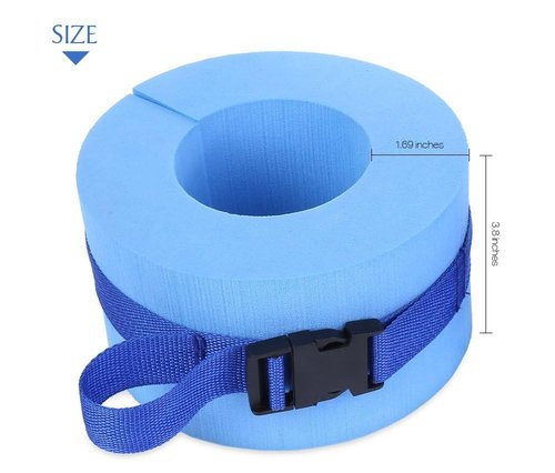 Set of 2 Foam Swim Aquatic Cuffs for Water Aerobics, Adjustable Ankle & Arm Float Rings with Quick-Release Buckle – Swimming Fitness Training Equipment, Blue