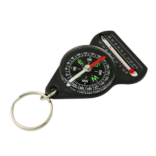 Zaagot Compact Compassing Thermometer Essential Compasses Thermometers with Keychain Navigation Tool for Outdoor Activities Plastic