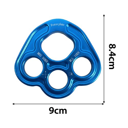 YueShengYCHUANG Outdoor 4 Holes Paw Rigging Plate Rope Access Climbing Anchor Sturdy Work Outdoor Activities Climbing Equipment, Blue