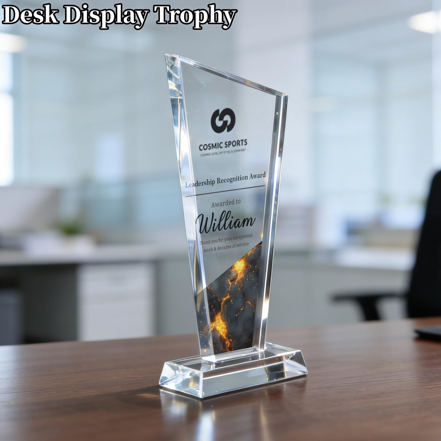 Custom Acrylic Award Trophy Personalized with Logo & Employee Name