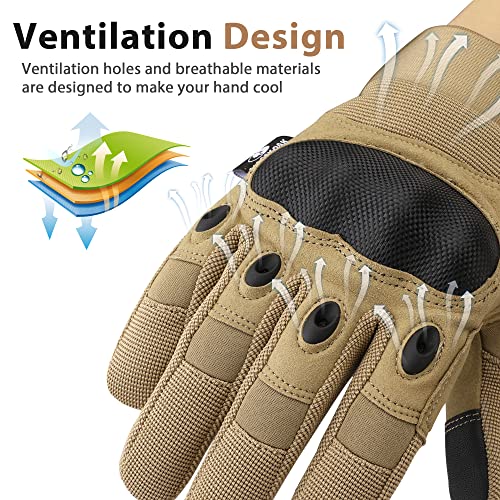 Mossy Oak Touchscreen Motorcycle Gloves for Men - Tan, Medium - Protective Riding Gear