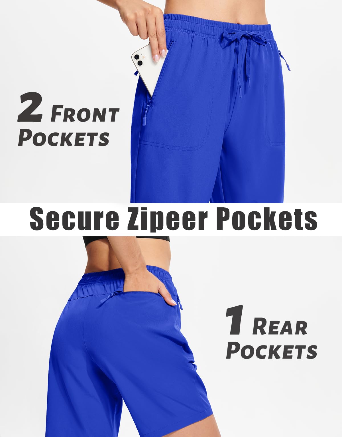 MAGCOMSEN Womens Golf Shorts with 3 Pockets Lightweight 8" Hiking Shorts Quick Dry Water Resistant Dark Blue M