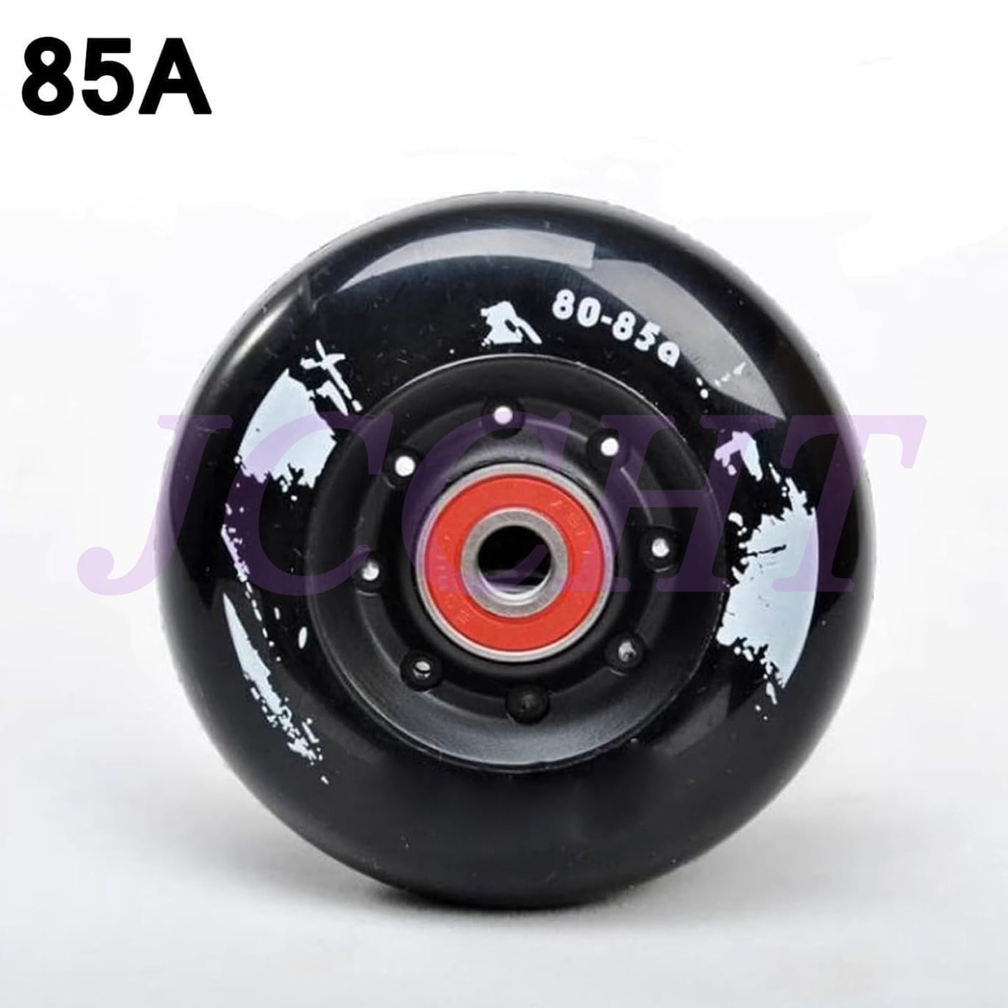 JCCHT 72mm/76mm/80mm 85A Inline Skate Wheels, Indoor Outdoor Roller Skate Wheels Replacement 8 Pack with Bearings,Black,80mm