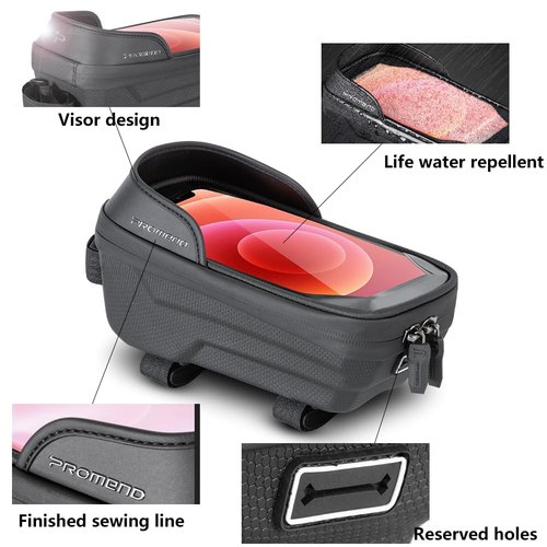 ZPZEZT Waterproof Bike Frame Bag - MTB/Road Bike Top Tube Phone Holder for Phones Under 7", Universal Bicycle Phone Pouch with Rain Cover & Shockproof Design, Commuter Cycling Accessories
