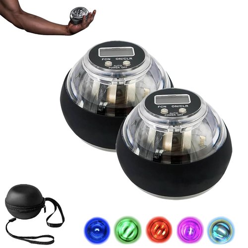 Palashop Curaball Hand Exerciser, 2025 New Curaball Hand Balls, Curaball Torque Ball, Auto-Start Gyroscopic Wrist Exercise Ball with Led Lights (2pcs)