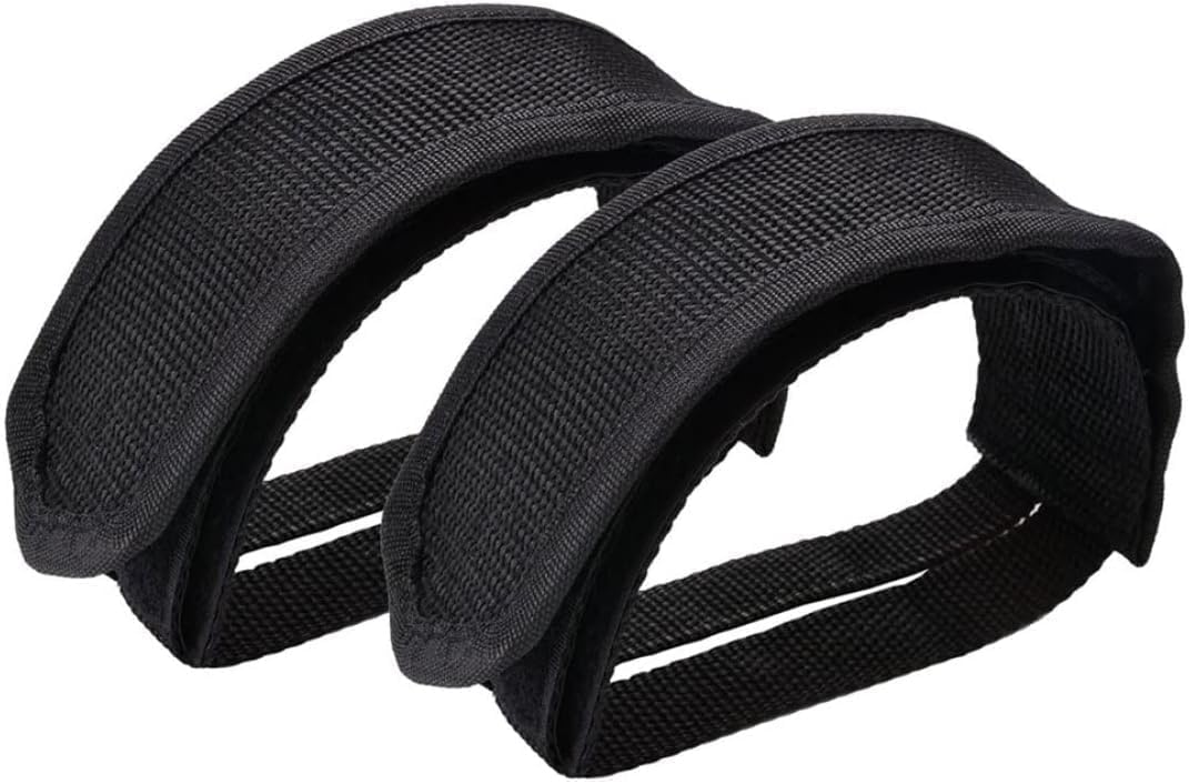 2-Pack Black Bike Pedal Toe Straps, Fixed Gear Cycling Foot Straps with Beam Design Bike Pedals