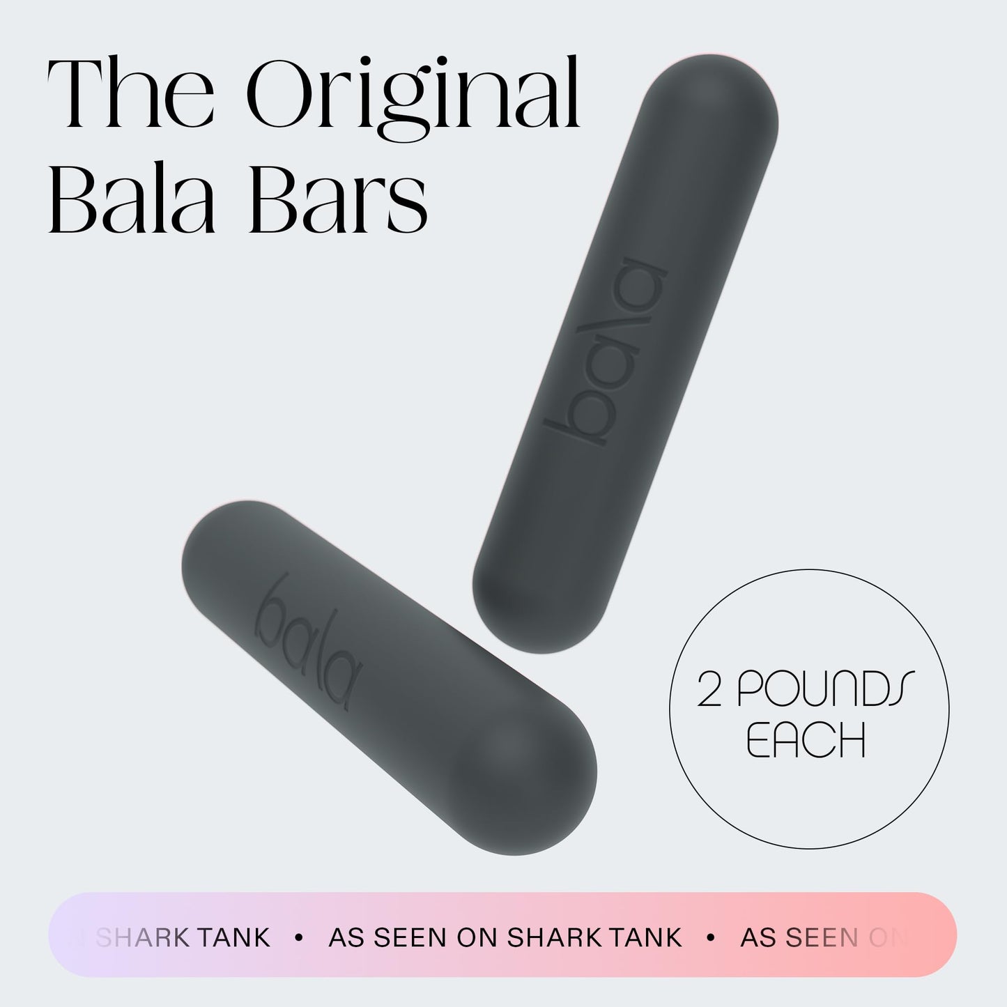 Bala Bars Dumbbell Set for Women & Men, 2lb Dumbbells (Charcoal) - Set of 2 Bars Designed for Walking, Strength Training, HIIT, Boxing & Aerobics - Hand Weights for Working Out at Home