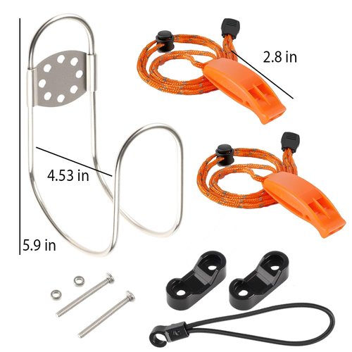Stainless Steel Life Ring Buoys Holder and Safety Emergency Whistles Kit Horseshoe Bracket Plastic Mount Well