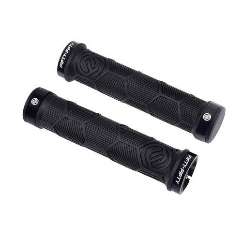 FIFTY-FIFTY Double Lock-On Mountain Bike Grips, Bicycle Handlebar Locking Grips, Non-Slip MTB Handle (Black)
