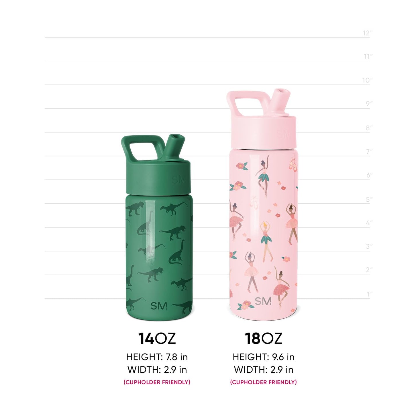 Simple Modern Kids Water Bottle with Straw Lid | 14oz Insulated Stainless Steel Kids Tumbler & Spill Proof Toddler Cup for School, Girls, Boys | Summit | Monster Truck Rally