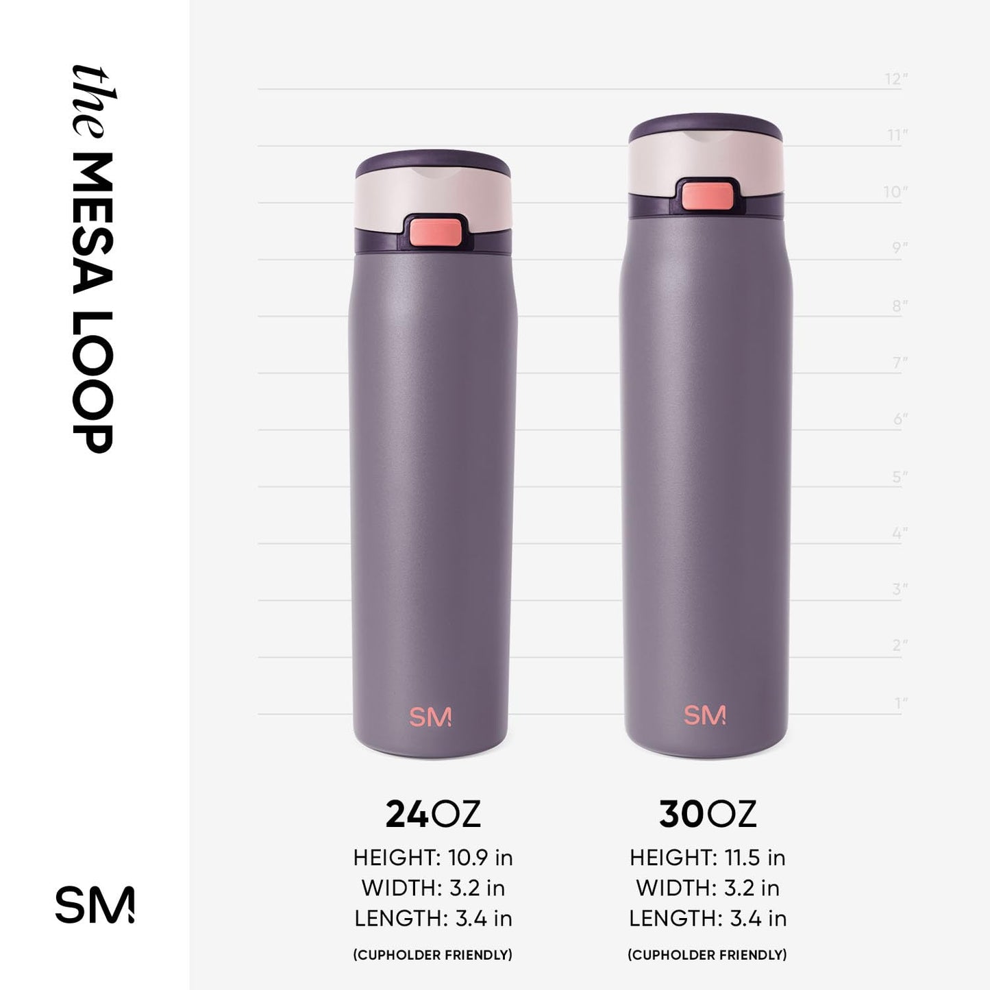 Simple Modern Mesa Loop Water Bottle with Covered Straw and Handle | 30oz Cup Holder Friendly Insulated Stainless Steel Bottles for Travel, Sports and School | Iris Sage