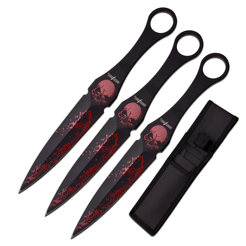 Throwing Knife Set 9-Inch Overall, 3-Piece Stainless Steel Fixed Blade Knives with Black Handles