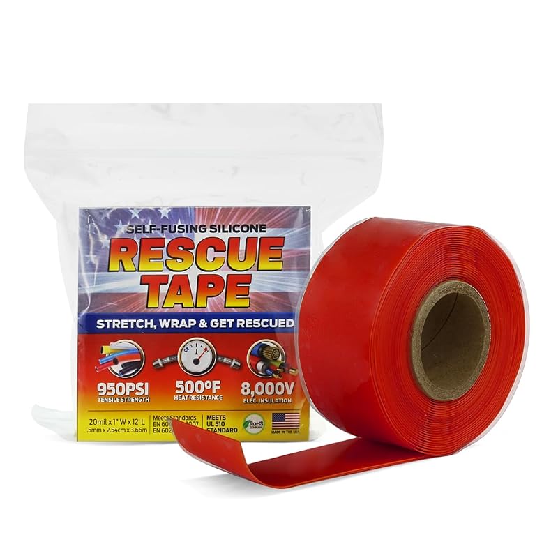 Rescue Tape Self-Fusing Silicone Emergency Repair Tape 1" x 12' - Red