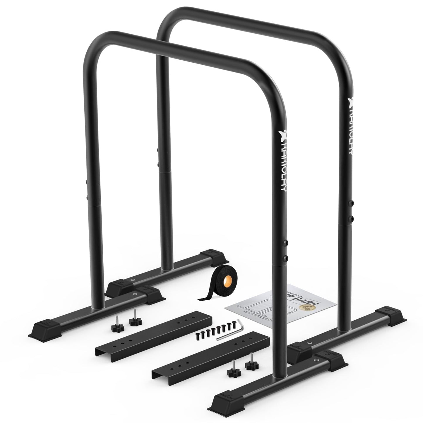 KAKICLAY 2025 Upgrade World's Best Strongest Premium Dip Bars With Adjustable Ultra-Stable Settings & Non-Slip Feet - USA Original Patent, Designed, Shipped, Warranty